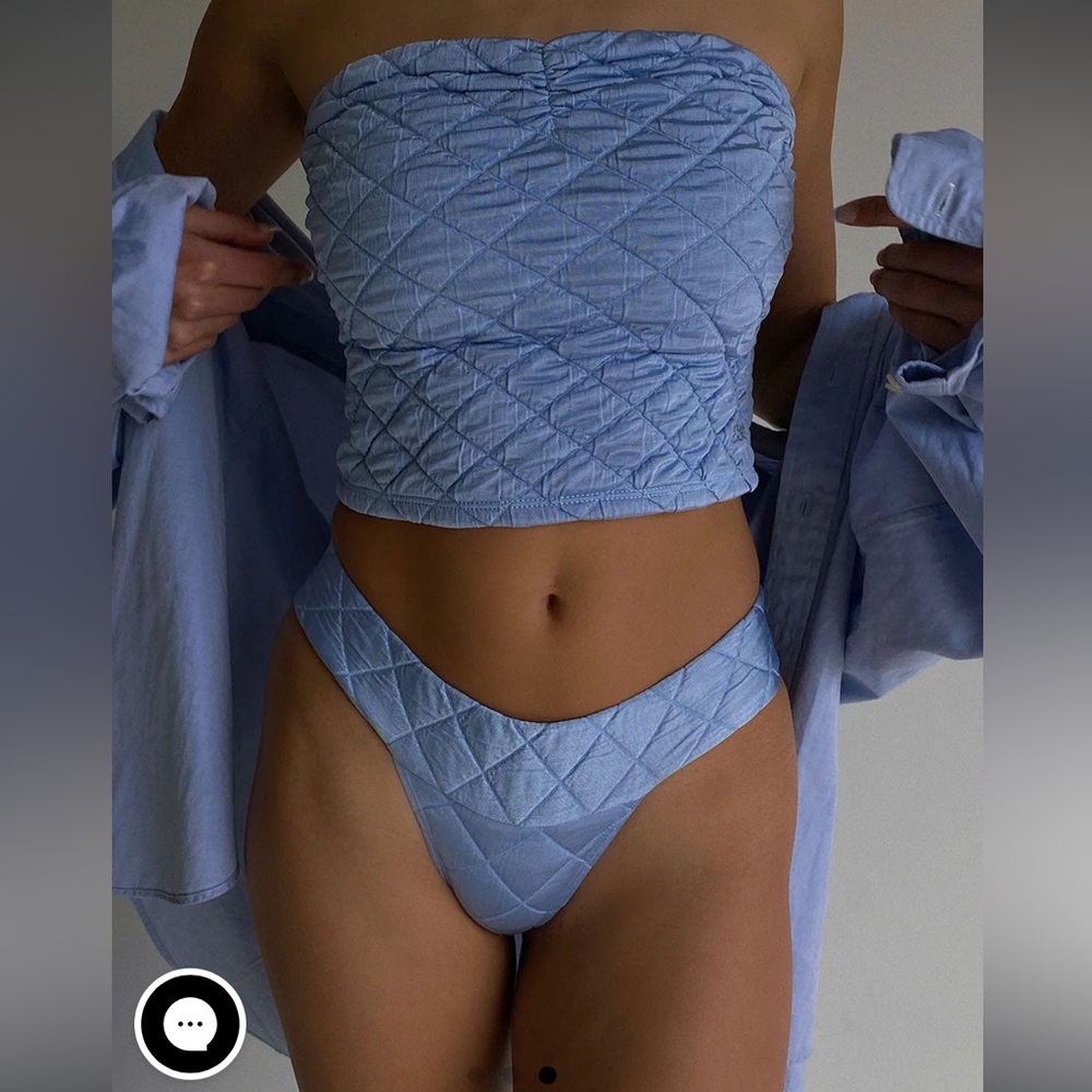 Frankie's Bikinis Blue Quilted Two-Piece Swim Set